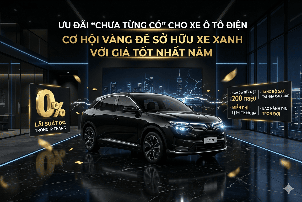 ƯU ĐÃI “CHƯA TỪNG CÓ” CHO XE Ô TÔ ĐIỆN: CƠ HỘI VÀNG ĐỂ SỞ HỮU XE XANH VỚI GIÁ TỐT NHẤT NĂM