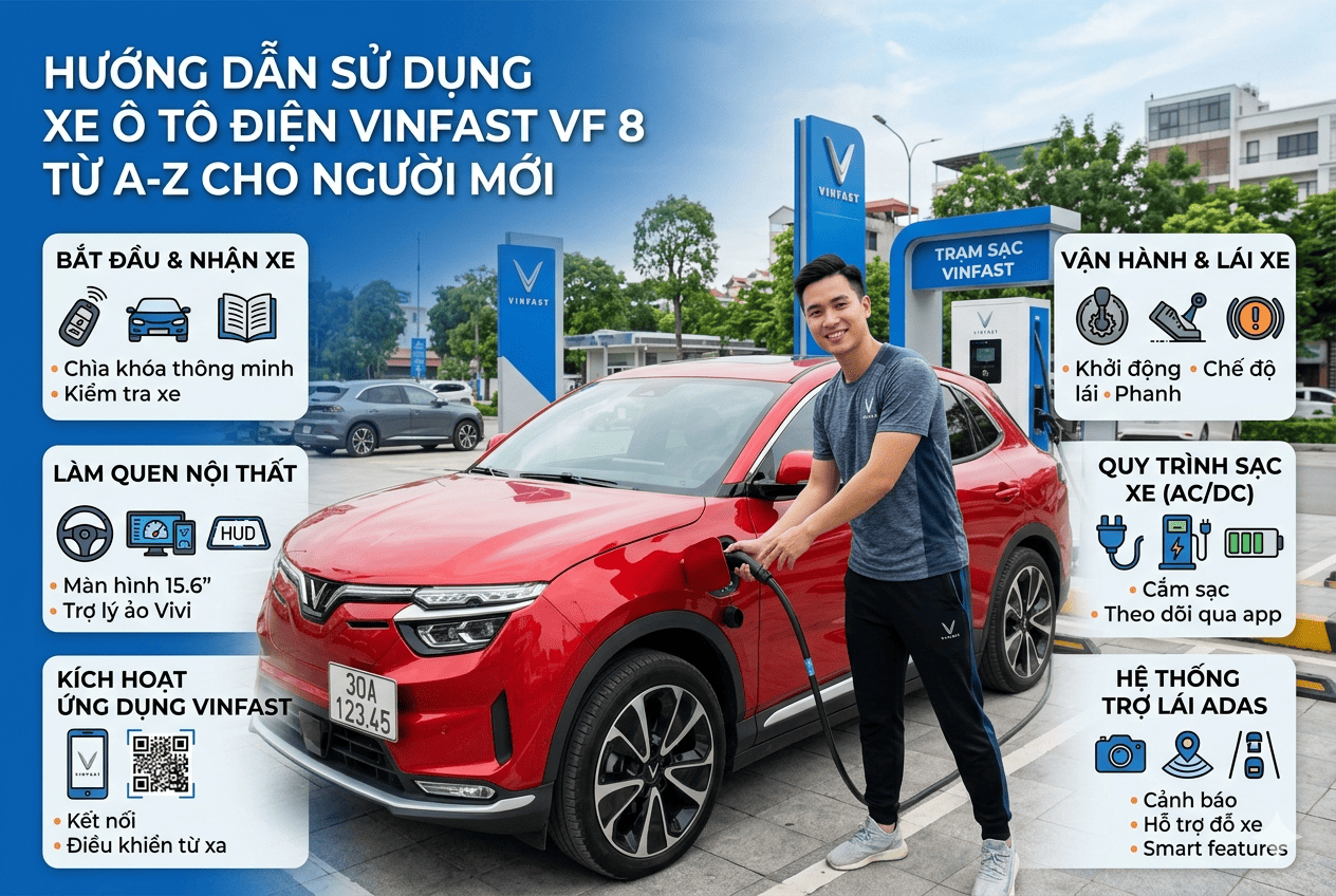 Hướng dẫn sử dụng xe ô tô điện VinFast VF 8 từ A-Z cho người mới